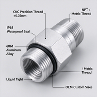 Connecteur de conduit en aluminium usiné CNC sur mesure, fileté NPT, étanche IP68, presse-étoupe, raccord électrique étanche aux liquides, OEM