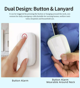 Timbre inalámbrico para puerta, botón de llamada de emergencia, alerta silenciosa con pilas para el hogar y la oficina, diseño minimalista, plástico ABS blanco - Product Image 5