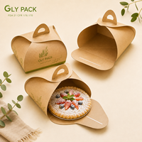 Boîte à gâteau en papier kraft imprimée sur mesure avec poignée, emballage alimentaire de qualité pour pâtisserie, dessert, tarte, à emporter pour les cafés