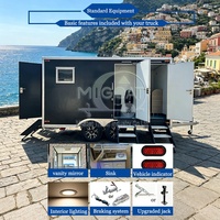 Promotion : Remorque Sanitaire Mobile de Luxe à 4 Cabines, à Double Essieu, avec Climatisation et Urinoir Intégré, Intérieur Noir, pour Événements Extérieurs