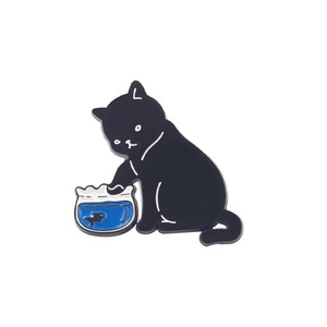 Grazioso distintivo in metallo gatto nero gatto nuvola dalla collezione Cat Club spilla in smalto morbido con stampa rotocalco digitale - Product Image 6