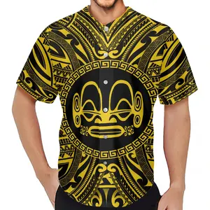 产品制造商马克萨斯群岛法属波利尼西亚服装男士短袖衬衫纽扣棒球运动衫