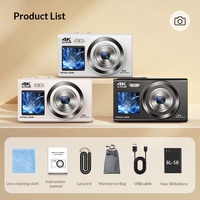 Nouvel Arrivage Transfrontalier Appareil Photo Numérique HD avec Zoom Optique 2x-7x, Objectif Rétractable, Double Écrans Avant et Arrière pour Selfies, Capteur CMOS