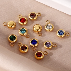 Accesorios de Joyería Personalizados, Dije del Zodiaco de Acero Inoxidable Chapado en Oro con Circonita - Product Image 2