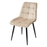 Chaise de salle à manger de luxe à dossier haut en tissu velours beige avec pieds en métal