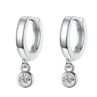Orecchini a Cerchio Doppi in Argento 925 con Moissanite Taglio Brillante Rotondo da 0,1ct, Gioielli Minimalisti per Donna, Idea Regalo