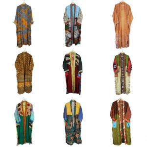 Robe kimono longue ample en soie, style bohème, imprimé floral coloré, vintage, élégante, pour la plage, les vacances, pour femmes - Product Image 1