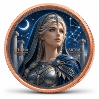 Pièce de monnaie commémorative personnalisée en cuivre pur 99,9 % de 1 oz, déesse grecque Athéna Artemis, mythologie antique, relief 3D, souvenir