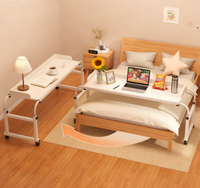 Mesa de Cama con Ruedas, Altura y Ancho Ajustables, Escritorio Móvil para Computadora, Mesa de Cama para Portátil