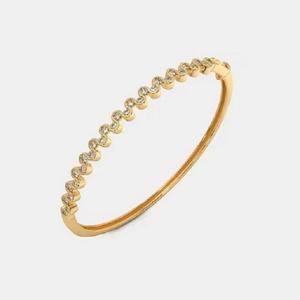 Bracelet en diamants Tennis Classic Simple Design Unique Bracelet jonc clouté en diamant véritable en or jaune 18 carats - Product Image 3