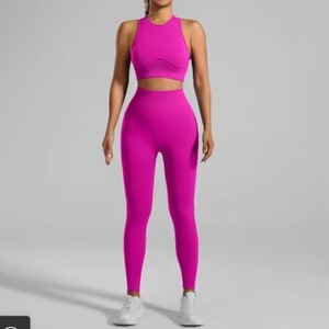 JAC22 ZC7025 Leggings Deportivos Transpirables Sin Costuras para Mujer, Conjunto de Yoga de 2 Piezas - Product Image 3