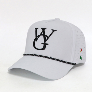 Casquettes 5 panneaux personnalisées OEM, imperméables, avec logo brodé, pour hommes et femmes, légères, pour le sport, les activités de plein air, le golf, casquettes à cordon - Product Image 1