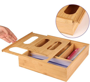 Wholesale Acrylic Ziplock Bag Organizer Holder Compatible Ziploc Sandwich Bag Organizer Bamboo Food Storage Bags Holder