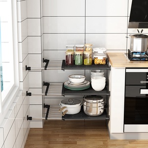 24/36/45cmhot vendita di fascia alta in plastica per la casa casa organizer <span class=keywords><strong>telescopico</strong></span> bordo <span class=keywords><strong>scaffale</strong></span> di stoccaggio senza punzonatura, ripiano di stoccaggio salvaspazio - Product Image 5