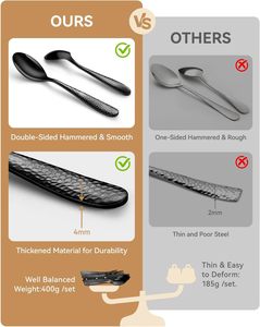 ชุดเครื่องใช้บนโต๊ะอาหารสแตนเลสสตีลสุดคลาสสิกของโรงแรมช้อนและส้อมกระจกสีทองพร้อมที่จับไม้สำหรับงานแต่งงานชาในบ้าน - Product Image 3