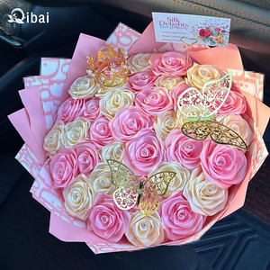Qibai 20 hojas diseño de papel de arte Floral Brooke patrón de mármol impermeable Paquete de papel de regalo de flores mate para ramos - Product Image 1
