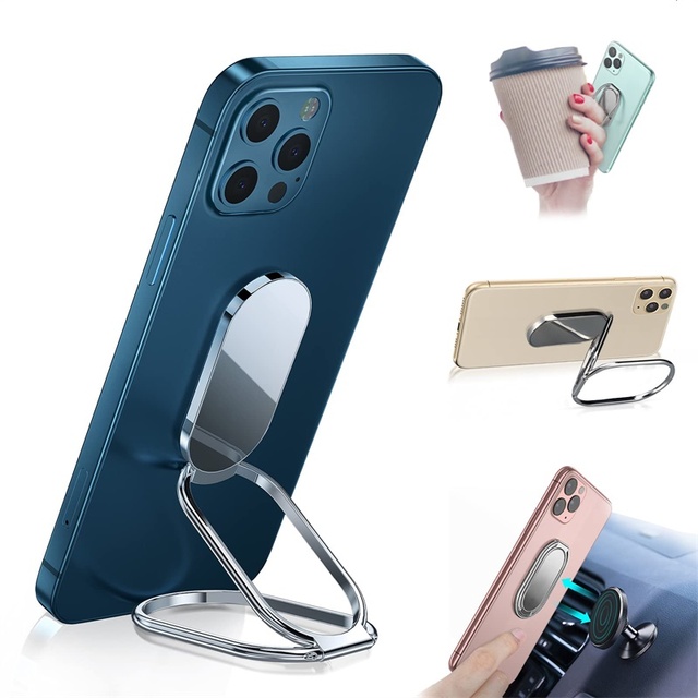 Universal Magnetic Zinc Alloy Desk Phone Holder Flexible Stick-On Foldable Cellphone Holder