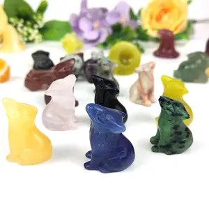Wholesale natural crystal carvings mini crafts female model craft mini wolf carvings