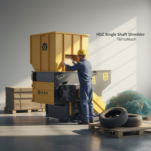Trituradora Industrial de un Solo Eje de Gran Capacidad para Bolsas Jumbo, Rollos de <span class=keywords><strong>Película</strong></span>, Barriles de Plástico, Residuos Electrónicos y Chatarra - Product Image 1