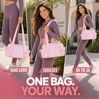 Tas Olahraga Mini untuk Wanita dengan Kantong Basah Kering, Tali Bahu yang Dapat Disesuaikan, Multi Kantong, Bahan Poliester, 5 Warna