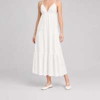 Robe longue en coton pour femme, bretelles spaghetti, col en V, bordure en dentelle, dos nu, tenue d'été pour lune de miel, fabricant