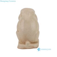 Sculpture de lapin Art Déco en céramique faite à la main, petite taille, beige ou bleue, RZLN25-A-B