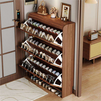 Meuble à chaussures moderne en rotin, portable, facile à assembler, convertible, étroit, avec 3 tiroirs rabattables, pour entrée et couloir