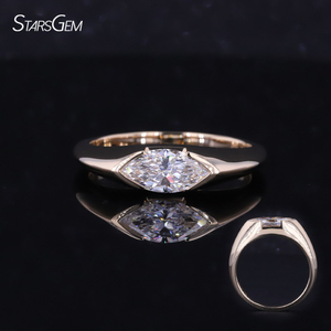 แหวนเพชรพลอยสีชมพู Starsgem ทองคำแท้ 14K เพชรทรงมาร์คีส์ 1 กะรัต เพชรเลี้ยงในห้องปฏิบัติการ แหวนตราประทับ ของขวัญเครื่องประดับ - Product Image 1