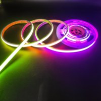 Светодиодная лента COB RGB+IC 24В с изменением цвета, 420 светодиодов/м, 12Вт, IP65, водонепроницаемая, с пультом ДУ, для спальни, игровой комнаты, вечеринок, 12x6.4мм