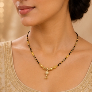 22K Gold Traditional Mangalsutra Necklace for Women Black Bead Chain Designer Bridal Daily Wear Jewelry Gift - Product Image 5