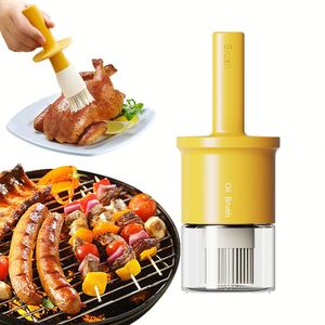 Multifunctional Kitchen Meat BBQ Oil Container 300ml 2 in 1 Custom Glass Olive Oil Silicone <b>Brush</b> <b>Bottle</b> for Cooking - Product Image 1