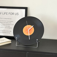 Horloge de bureau en vinyle vintage de 30 cm pour salon, bureau, décoration musicale rétro, cadeau