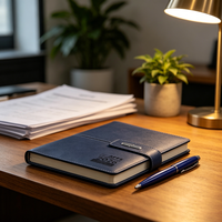 Ensemble cadeau de carnet de notes A5 personnalisé avec couverture rigide en cuir PU de luxe, papeterie incluant un stylo imprimé avec logo personnalisé, journal, agenda