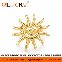 Bague de doigt LUCKYJIU personnalisée en acier inoxydable plaqué or 18 carats, étanche et inaltérable, motif soleil bohème pour femme, usage quotidien