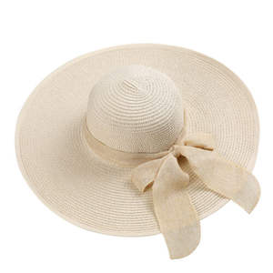 Sombrero de ala ancha plegable <span class=keywords><strong>con</strong></span> lazo grande de verano para mujer Sombrero de <span class=keywords><strong>playa</strong></span> de paja para el sol - Product Image 3