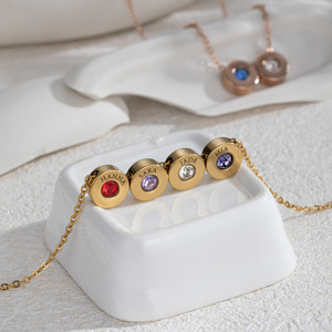 <span class=keywords><strong>Collar</strong></span> con Colgante de Piedra de Nacimiento Personalizado en Acero Inoxidable Chapado en Oro de 18K, Joyería con Gema de Cumpleaños Personalizada para Mujer, Regalo - Product Image 4