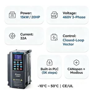 Delta VFD150C43A-21 15kW 20HP 32A 460V 3 เฟส VFD AC Drive ระบบควบคุมเวกเตอร์ พร้อม PLC ในตัว รองรับ STO - Product Image 2