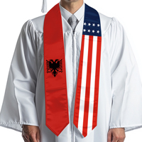 Écharpe en satin personnalisée drapeau Albanie 13x180cm, cadeau de remise de diplôme, vente en gros