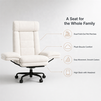 USMILEPET Chaise Partagée en Polaire Sherpa pour Humain et Animal, Double Repose-Pieds Pivotant pour Salon Moderne et Mobilier de Maison