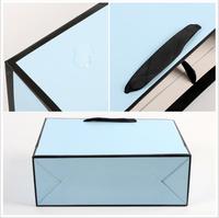 Sac en papier kraft de luxe haut de gamme avec logo personnalisé, vert, bleu, blanc, recyclable, avec ruban de lamination, poignée, emballage cadeau pour bougies