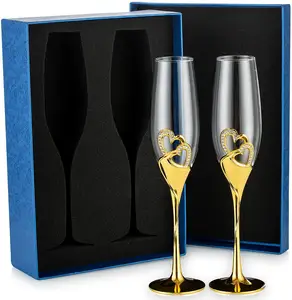 SW aşk şampanya bardakları paslanmaz çelik taban kristal elmas temizle uzun boylu köpüklü şarap bardakları