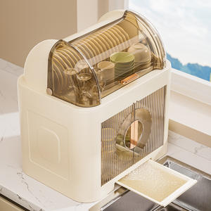 Égouttoir à vaisselle grande capacité en plastique avec couvercle anti-poussière pour rangement de cuisine - Product Image 4