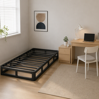 Cadre de lit en métal détachable en gros |   Sommier en acier facile à assembler |   Cadre de lit réutilisable KD pour dortoir, appartement, hôtel