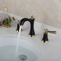 Robinet de lavabo moderne monotrou à poser en noir et or rose, mitigeur eau chaude et froide pour lavabo