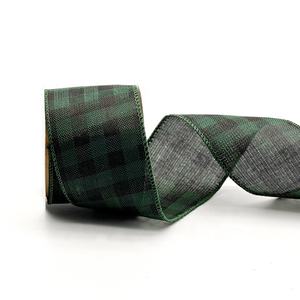 Cinta con cable de arpillera verde <span class=keywords><strong>esmeralda</strong></span> de 2,5 pulgadas, 100% poliéster para decoración del hogar para DIY, coronas navideñas, decoraciones de Árboles - Product Image 3