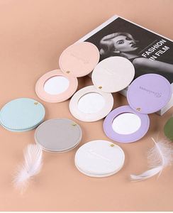 Wholesale Portable Customizable LOGO PU <b>Round</b> Leather Makeup Mirrowith Logo for <b>Small</b> Gift - Product Image 1