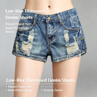 Shorts en jean pour femmes, déchirés et effilochés, micro-mini, pour un look de sortie en bord de mer