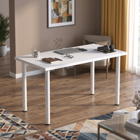 Bureau d'ordinateur simple et moderne en métal blanc, 100x60x75cm, surface en bois, table d'écriture YODA pour la maison, le bureau, la chambre à coucher, l'étude