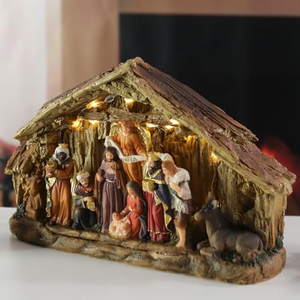 Polyresin <b>Nativity</b> LED Figurines Christmas <b>Scene</b> Resin Crafts Warm White Light Indoor Holiday Decor - Product Image 4