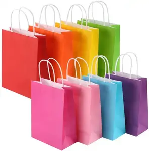 SZCX定制批发纸袋带您自己的标志购物手柄牛皮纸包装袋纸礼品袋